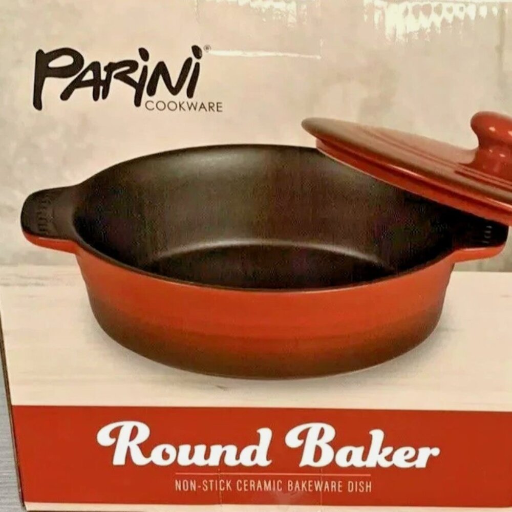 Ceramic 8" Round Baker with Lid Non-stick Bakeware Dish in Sealed Box
